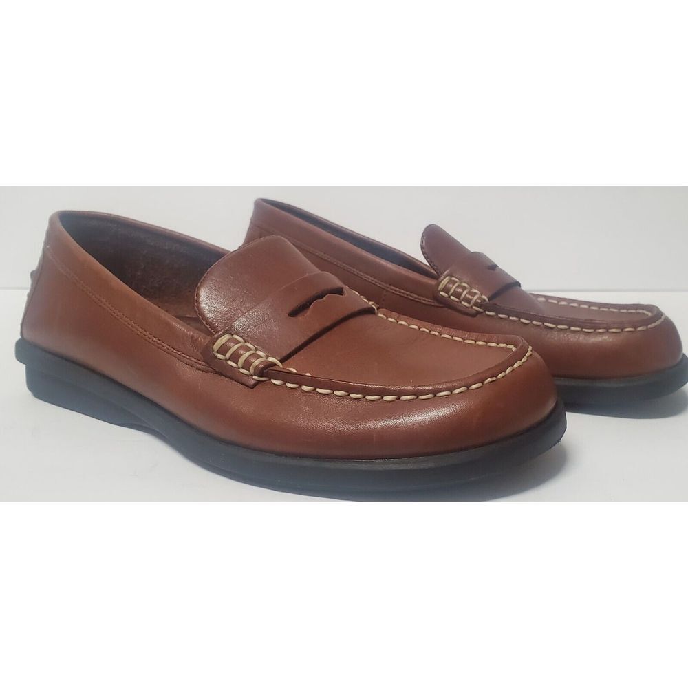 What's What Aerosole Shoes Penny Loafer Brown WOM 6M Leather DRIVER Rubber Soles